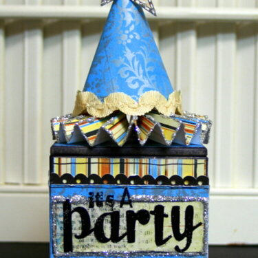 ~It&#039;s a Party~ Pink Paislee Party Hat Favor Box 1