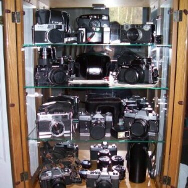 Camera cabinet, close up
