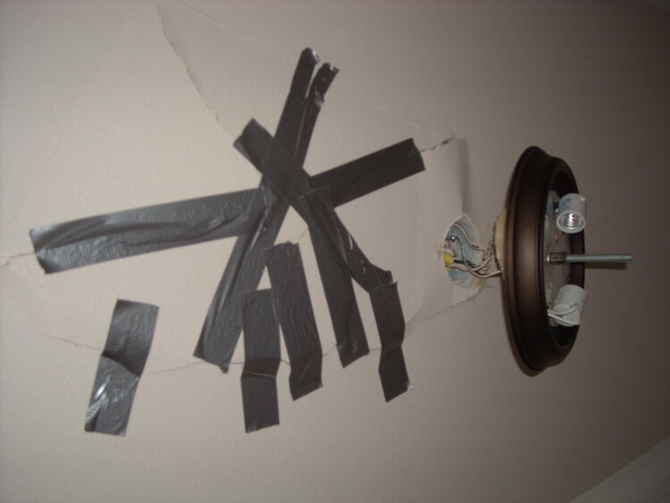Taped up ceiling