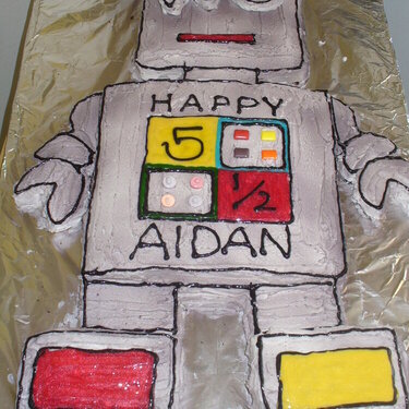 Robot Birthday Cake for Aidan&#039;s 5 1/2 Celebration!~