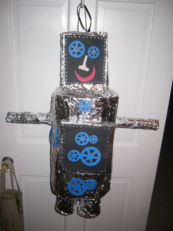Robot Pinata for Aidan&#039;s 1/2 Birthday celebration