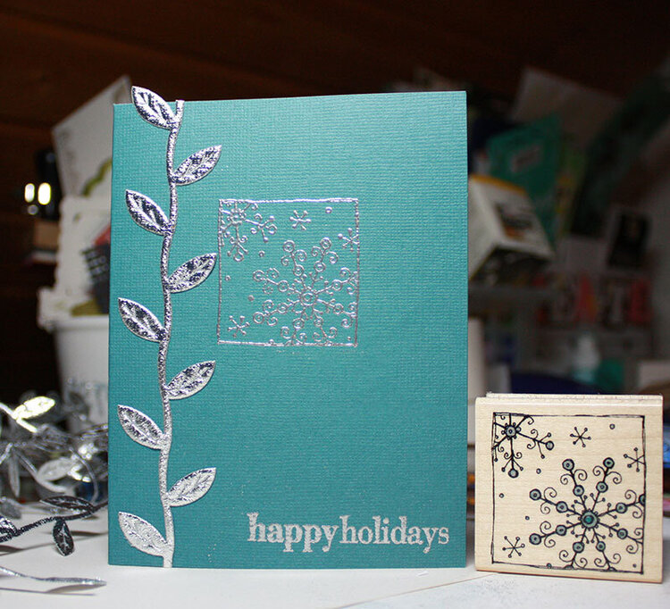 Silver embossed Christmas card