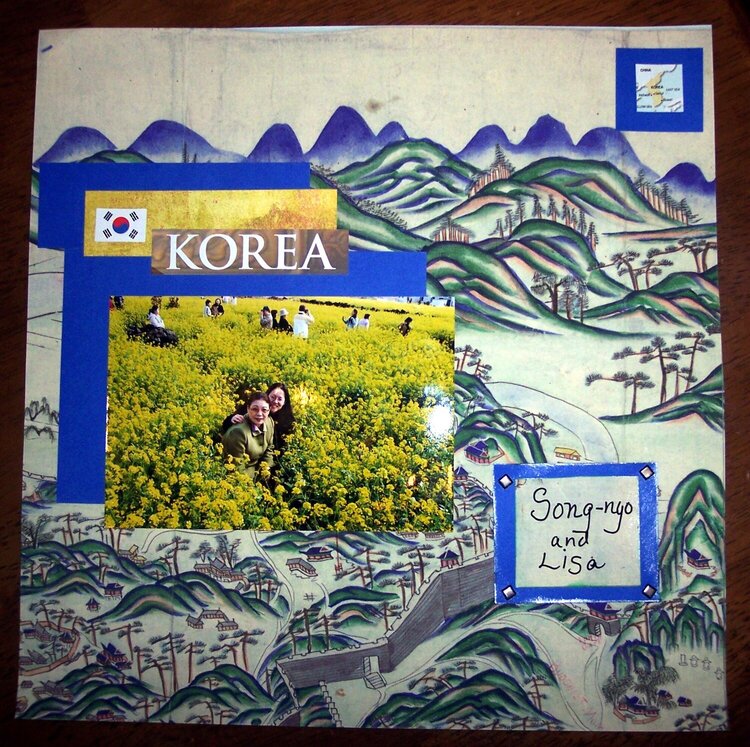 Korean map paper in Seoul, Korea mustard field