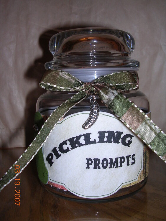 Pickling Prompts Journal Jar front