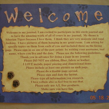Scrappy Gals Circle Journal---Welcome page