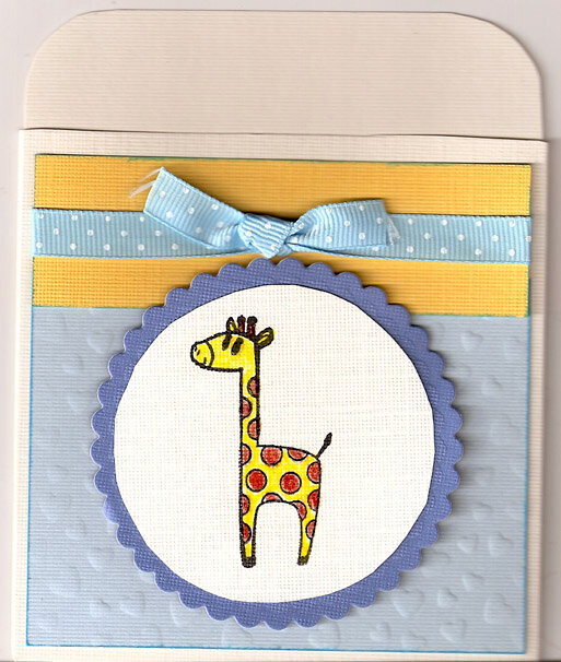 Giraffe library card pocket invitation