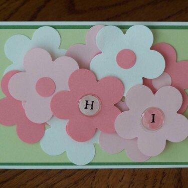 &amp;quot;HI&amp;quot; pink flower card