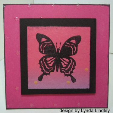 Black and pink butterfly card by Lynda