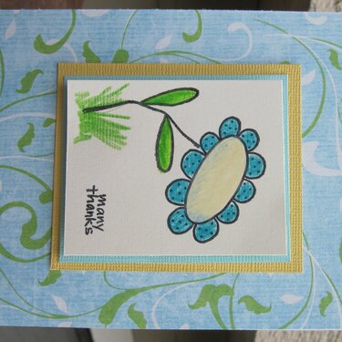 many thanks blue flower card by Lynda