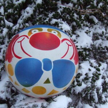 5. A beach ball in a pile of leaves or snow 6 points