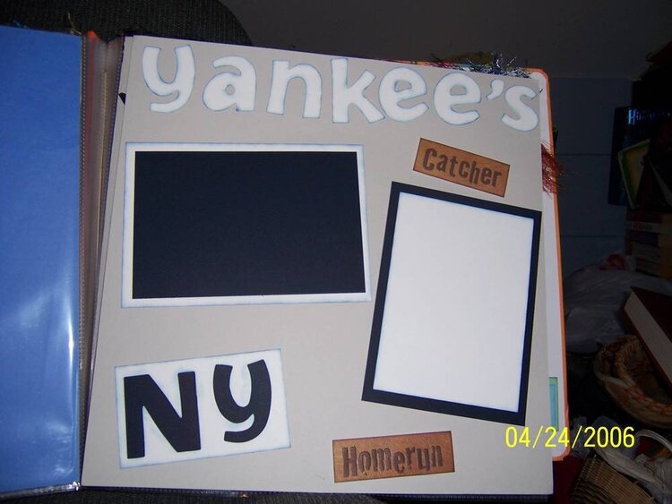 Sue&#039;s scrapbook - Yankee&#039;s Newest Fan pg 1