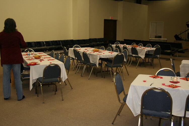 Me setting up at the Valentine's Banquet