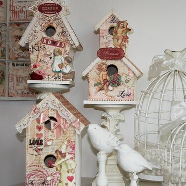 Altered Valentine Bird Houses