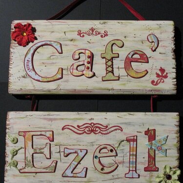 Cafe&#039; Ezell Wood Plaque