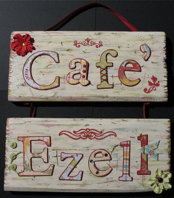 Cafe&#039; Ezell Wood Plaque