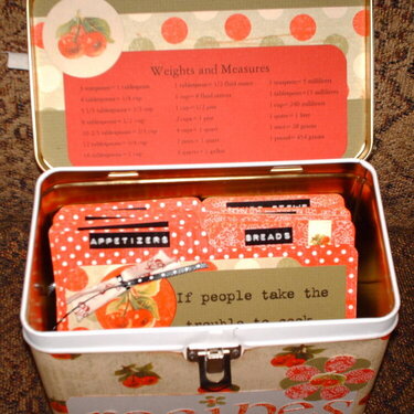 View of the recipe box with the top open
