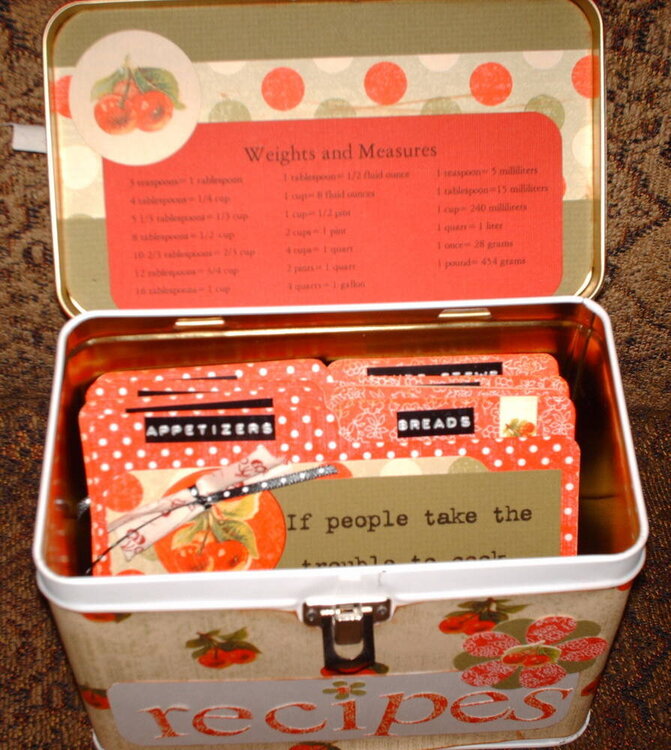 View of the recipe box with the top open