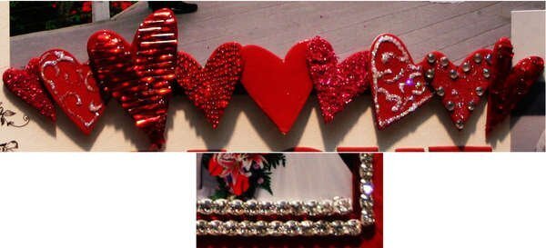 Details on the hearts and bling