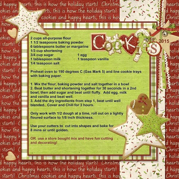 2015 Christmas Cookie Recipe for Grandaughters