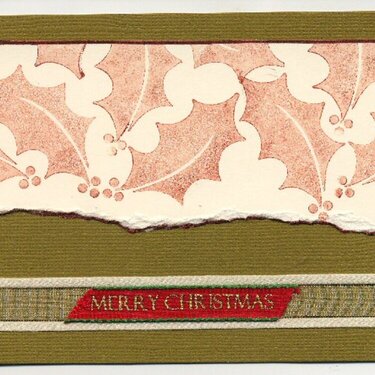 Copper Holly leaves card, Hero Arts stamp
