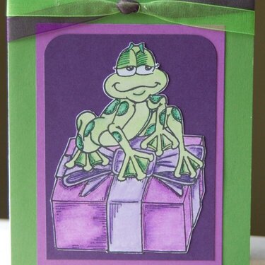 Happy Birthday - Frog on Present