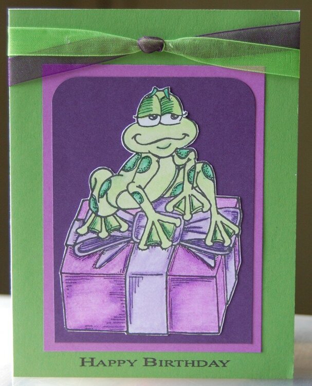 Happy Birthday - Frog on Present