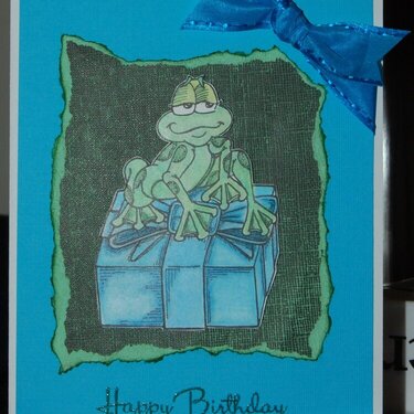 frog on present Happy Birthday