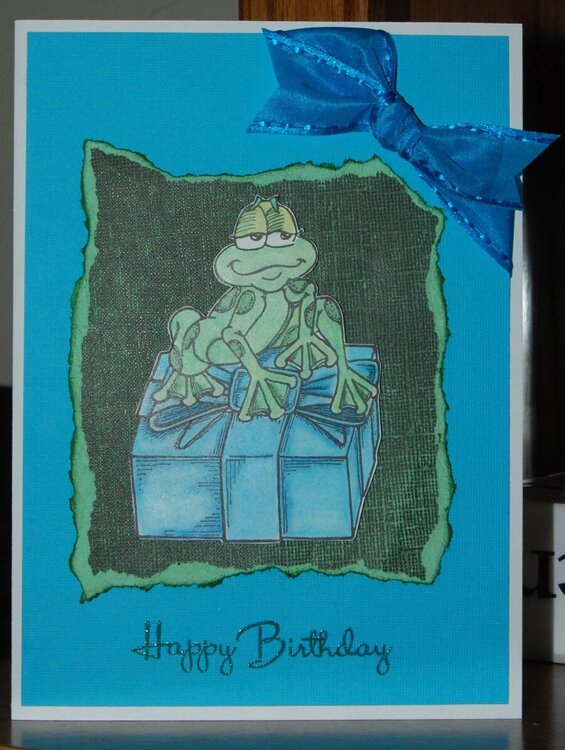 frog on present Happy Birthday