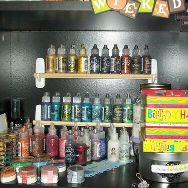 My storage of my stickles and chalking inks
