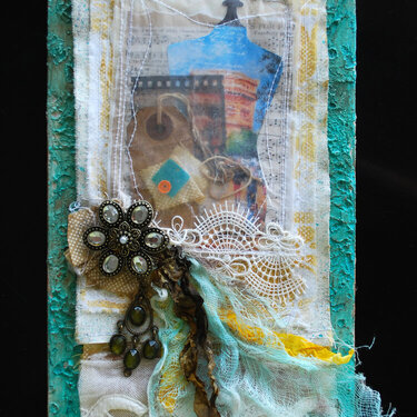 Fabric collage mounted on wood (Video)