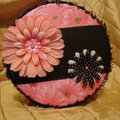 Pink and Black gerber daisy Cookie tin