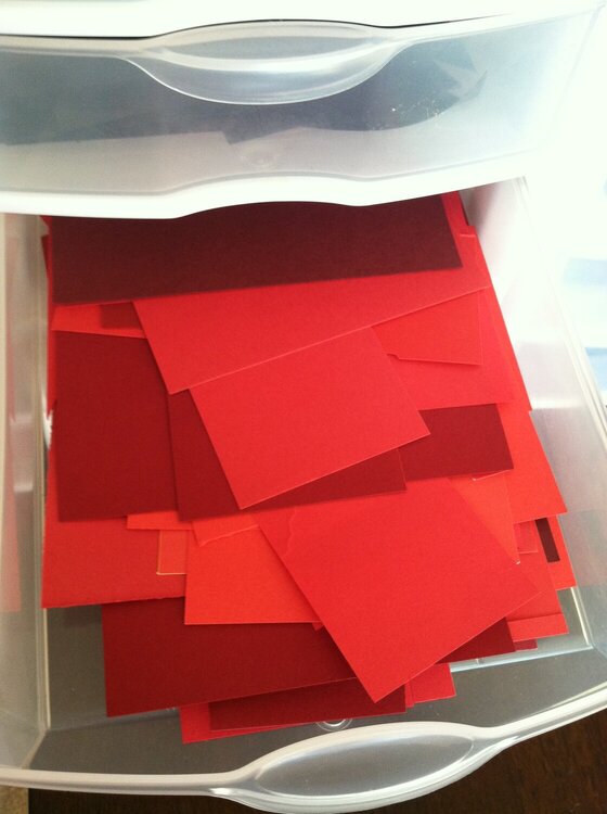 Storage for small paper scraps by color