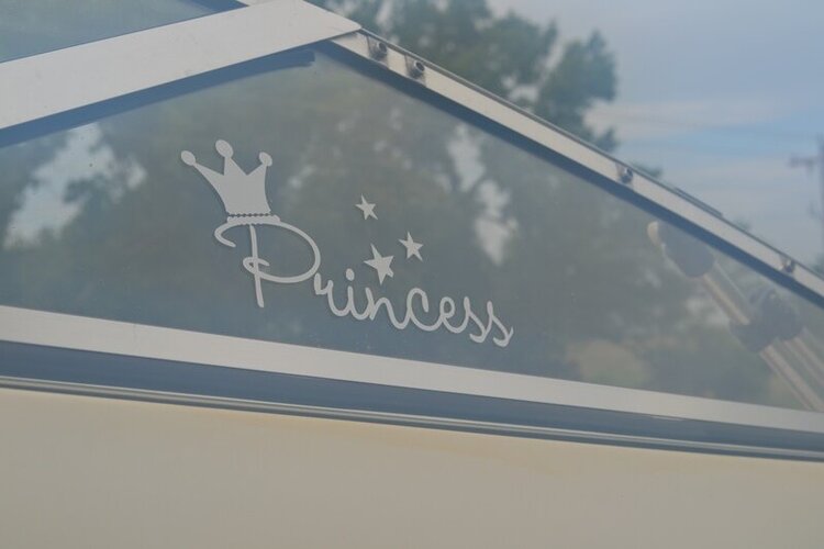 adhesive vinyl decal cut with Silhouette Cameo for our boat