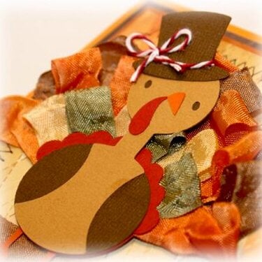 Up close of my &#039;feathers&#039; on Turkey Time Card