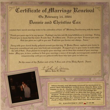 Certificate of Marriage Renewal