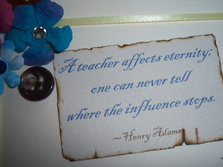 close up of quote for teacher card