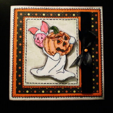 Piglet with a pumpkin Halloween card