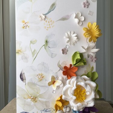 Scattered Prima Flowers Card