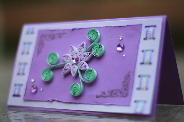 Purple card with quilled flower