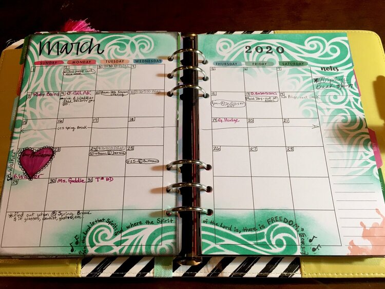My planner - March