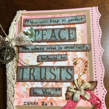Shabby chic card for friend - PEACE