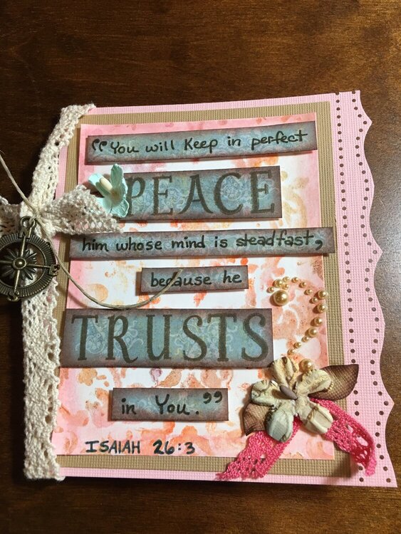 Shabby chic card for friend - PEACE