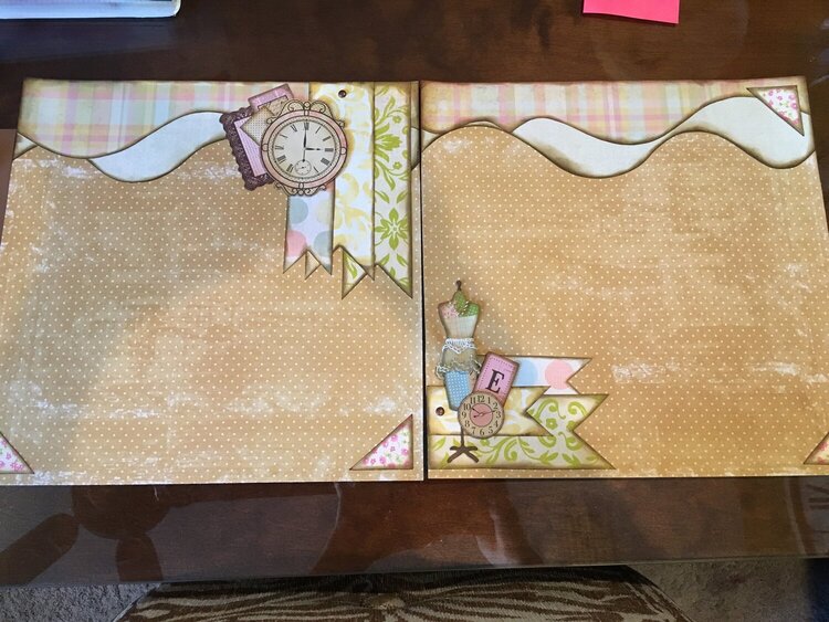 Girls Paperie layout w/clock mannequin