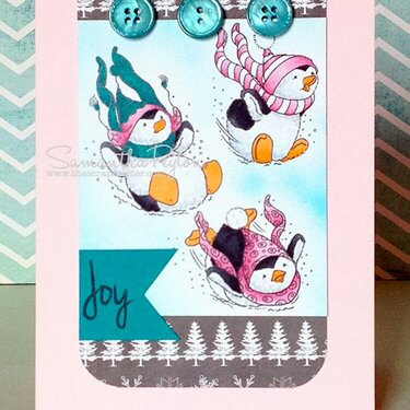 Sledding Penguins Airbrush Card