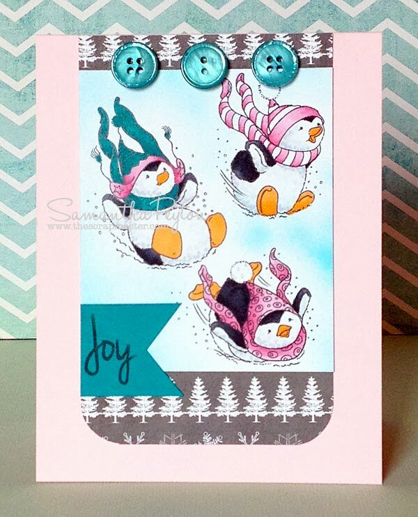 Sledding Penguins Airbrush Card