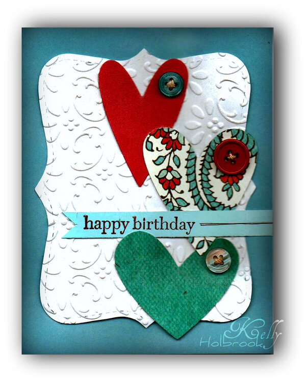 happy birthday hearts - red and turqu