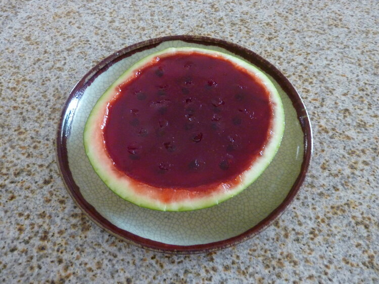 Watermelon Jello with choc chips for seeds!