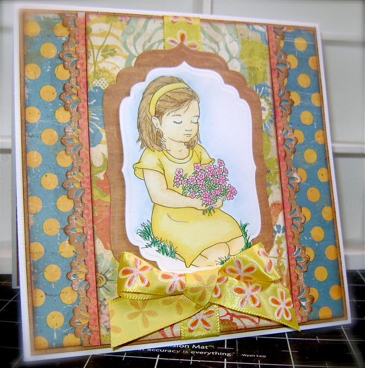 Girl With Flowers *Whimsy Stamps*