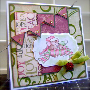 christmas mice *whimsy stamps* and *flying unicorn*