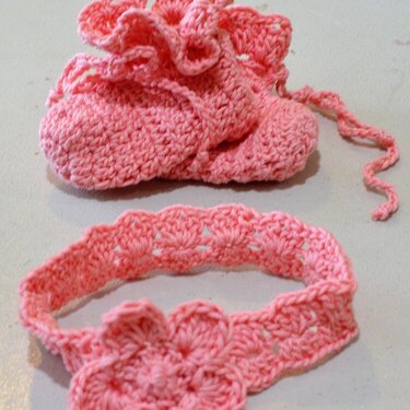 Headband and booties for new granddaughter to be